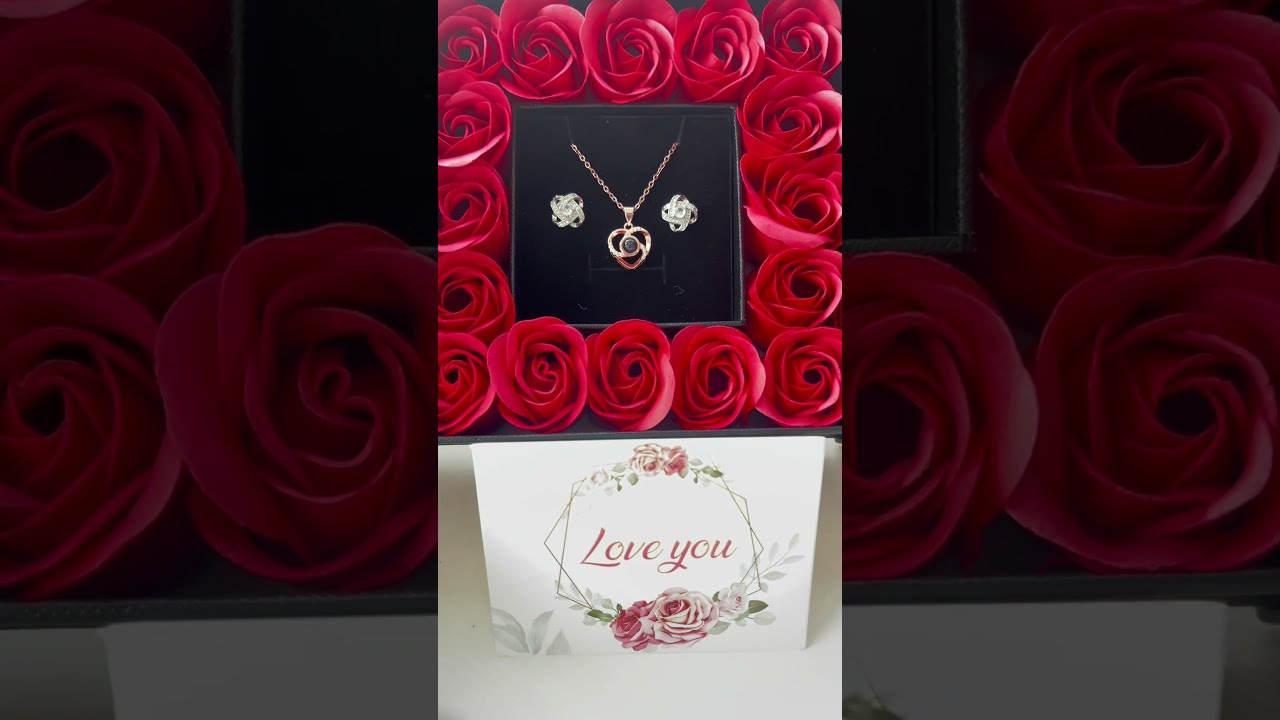 Flor Eterna Rosas Rojas Exquisita Caja Con Collar Y Regalo