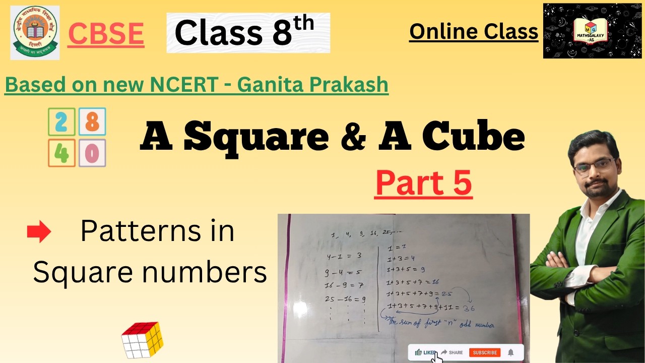 A Square & A Cube / Class 8 / Part 5 / Patterns in Square numbers/New ...
