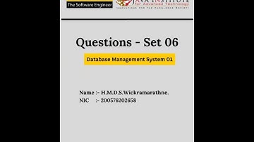 Questions Set 06 | Database Management System | Java Institute