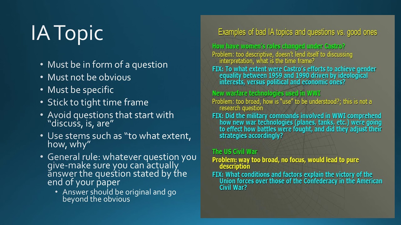 good history ia research questions