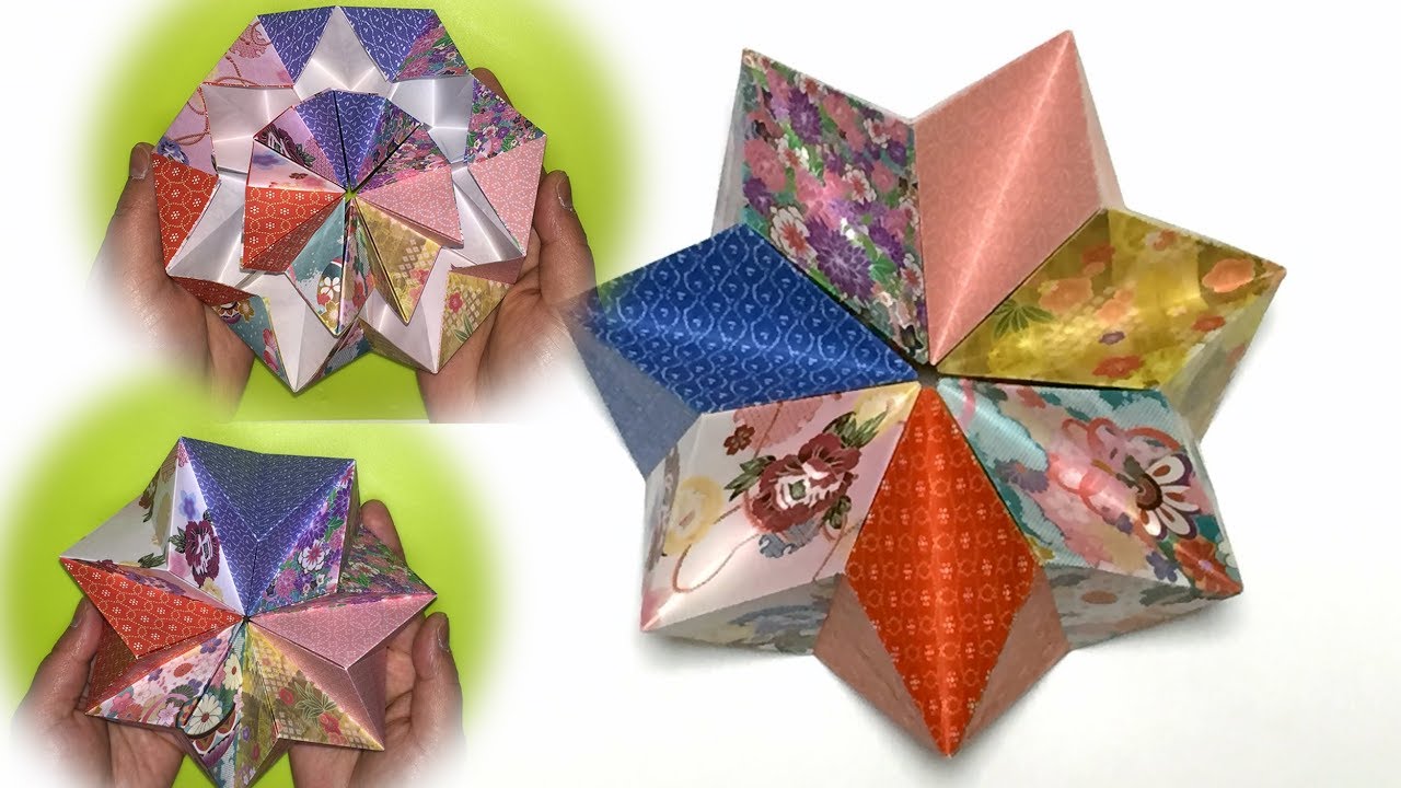 折り紙 万華鏡 Origami Kaleidoscope クルクルと変形 音声解説あり ばぁばの折り紙 Youtube