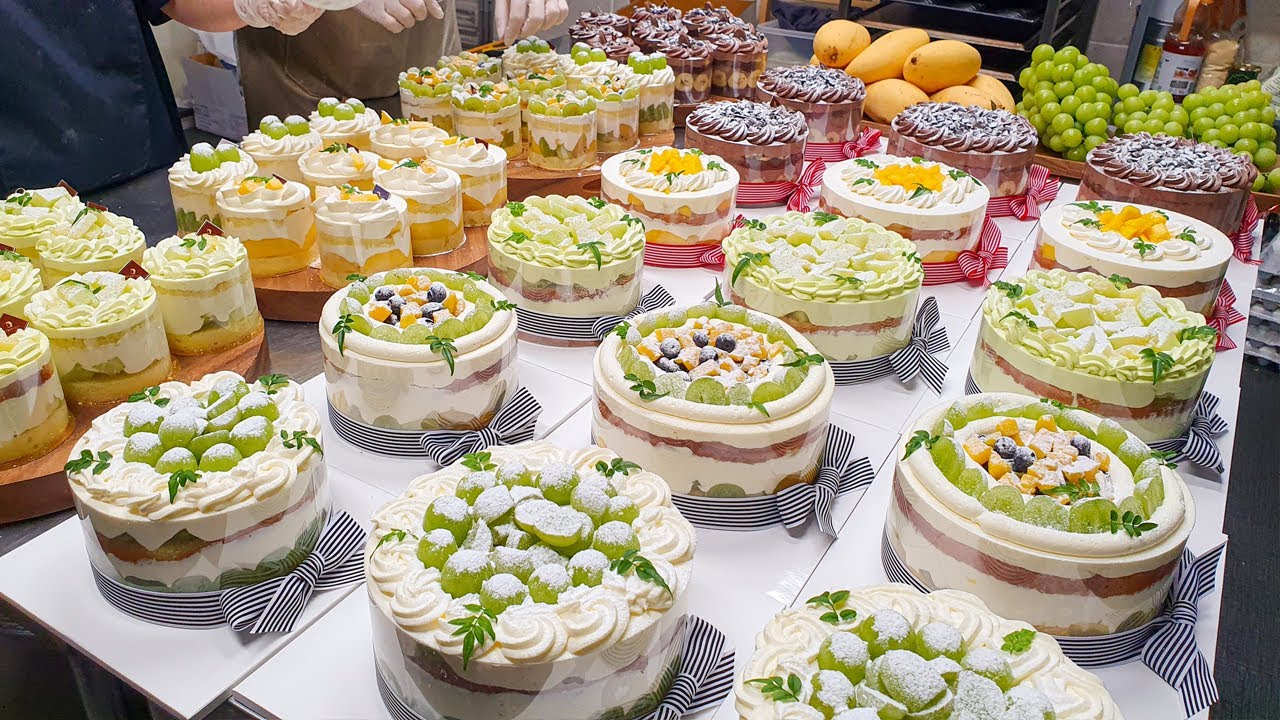 как приготовить фруктовый торт - Корейская уличная еда