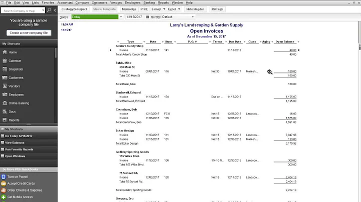 RPPC Inc - QuickBooks Accounts Receivable Aging Reports