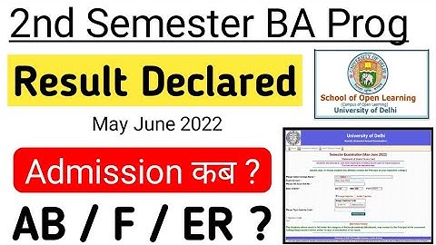 SOL 2nd Semester Result Declared - BA Programme May June 2022