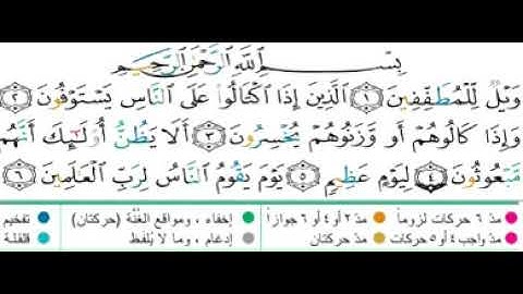 سورة المطففين-آيات 1-10-بصوت الحصرى المعلم بدون ترديد الاطفال