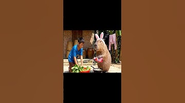 Capy cùng anh nấu bữa tối cho cả nhà và cái kết #capybara #vuive #giaitri #cuocsongcuacapy