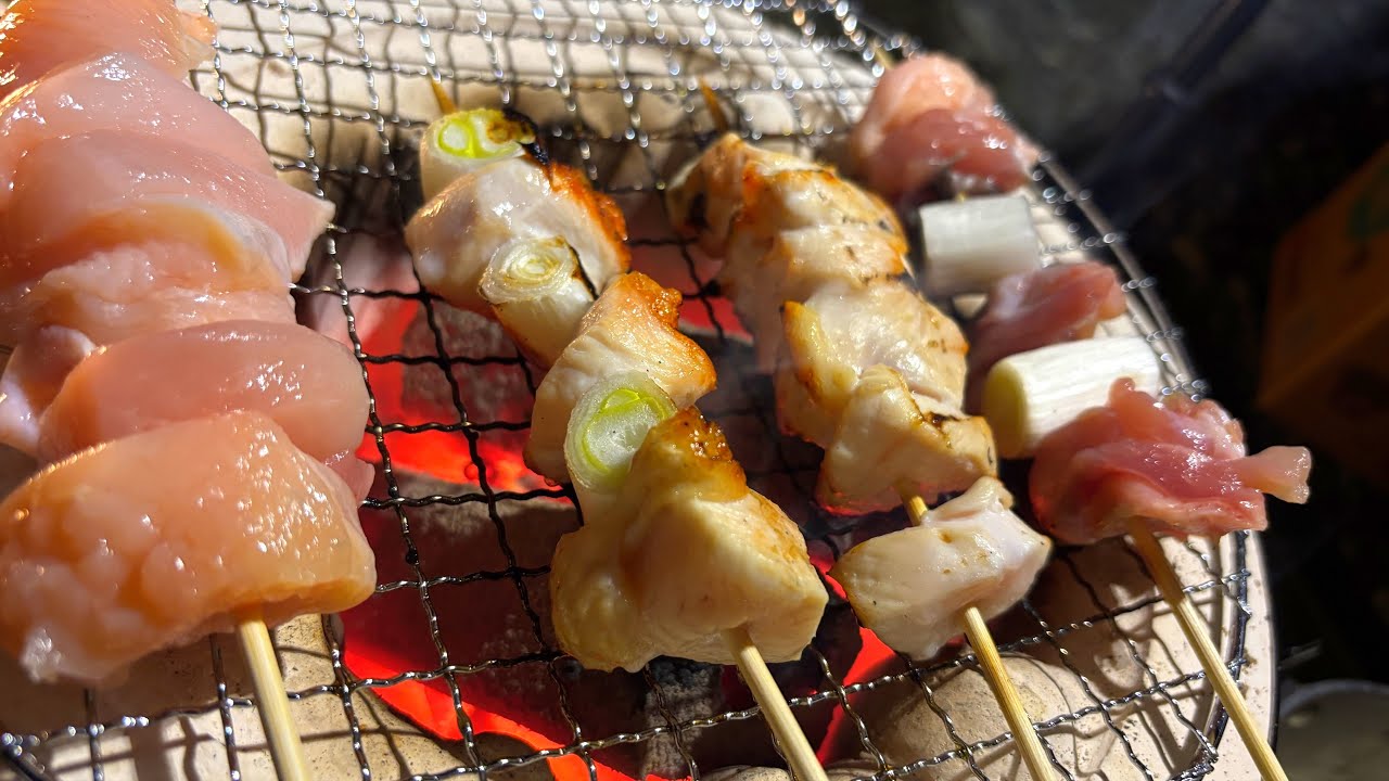 秋はキャンプで七輪で焼き鳥。これだけでいい。
