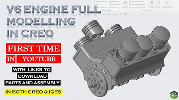 " V6 ENGINE " in Creo (Parts, Assembly, Mechanism) Full tutorial video with detailed explanation.