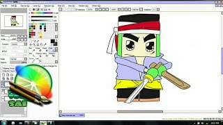 Cara menggambar Andro Jawara, menggunakan aplikasi Paint Tool Sai - Android Character screenshot 3