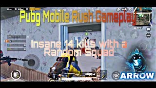 14 kills with a Random Squad | PUBG MOBILE full rush gameplay