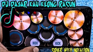 DJ DASAR KAU KEONG RACUN |REAL DRUM SONG COVER WITH NOTATION