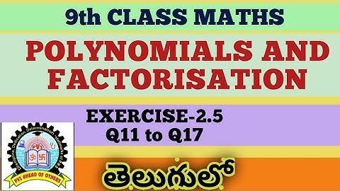 9th Class Maths Polynomials and Factorisation in Telugu |  Exercise 2.5  | Q 11 to Q 17