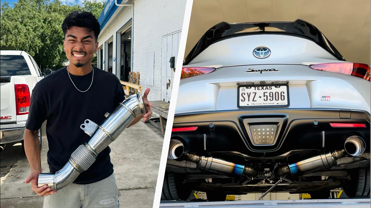 INSTALLING A NEW CATLESS DOWNPIPE AND FULL TOMEI EXHAUST KIT ON MY TOYOTA SUPRA!! “Extremely loud”