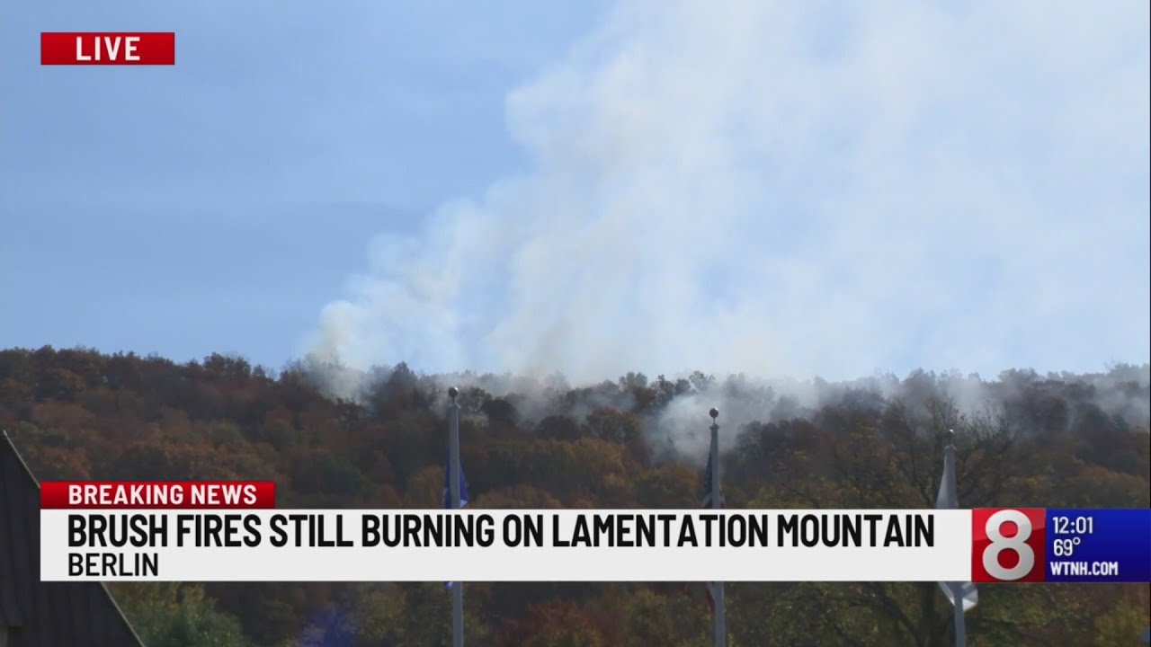 Fire crews continue to battle large brush fire in Berlin - YouTube