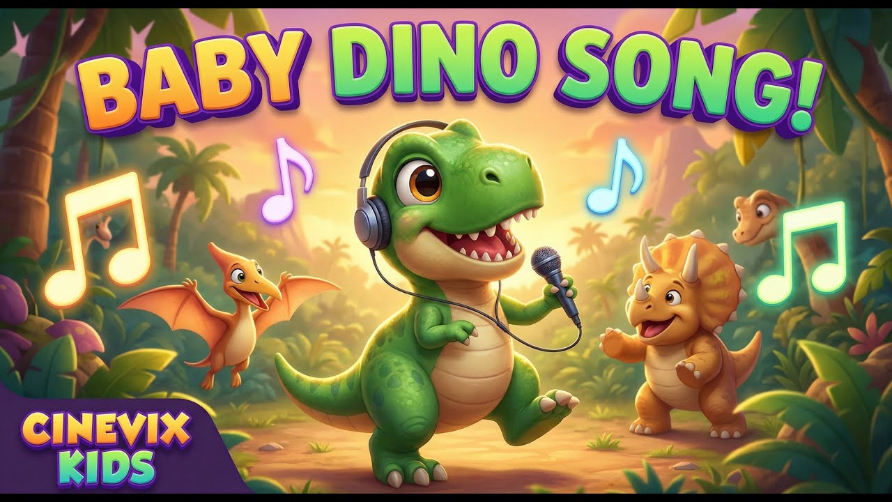 Baby Dino 🦖 Dinosaur Song for Kids & Nursery Rhymes | Cinevix Kids