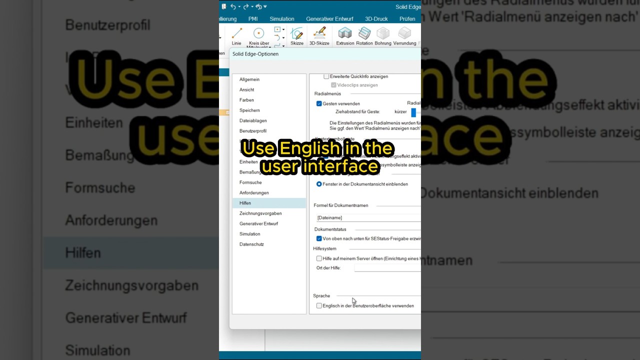 How to change language in Solid Edge?
