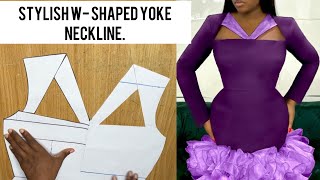 How to Draft a Basic dress Pattern with a stylish Queen Ann M-Shaped Keyhole neckline.