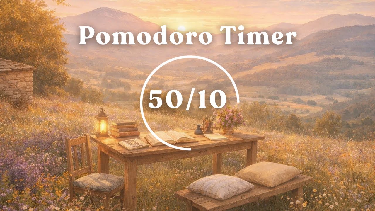 50 Minute Pomodoro Timer with Soft Piano | Improve Focus & Productivity