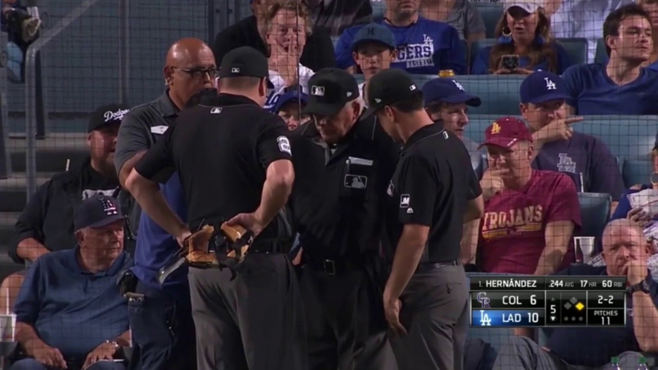 Umpire Larry Vanover Injury in Los Angeles, 9/2/19 YouTube