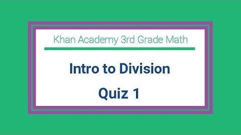 Khan Academy / 3rd Grade Math / Intro to Division / Quiz 1
