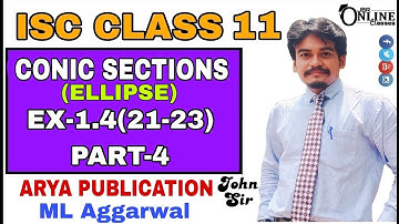ISC CLASS 11 EX-1.4(21-23)PART-4 CONIC SECTION ELLIPSE | ML AGGARWAL | JBR ONLINE CLASSES