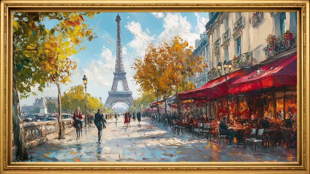 Paris in Autumn | 4K Frame TV Screensaver | Vintage Frame | No Sound