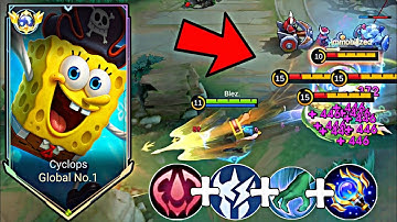CYCLOPS SPONGEBOB NEW SKIN GAMEPLAY!!🔥 BEST BUILD EMBLEM CYCLOPS AUTO BROKEN!! (Must Watch!) - MLBB 