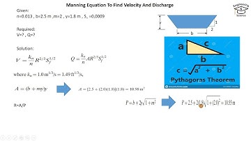 Manning Equation for trapezoidal channel | calculate Velocity and discharge Open Channel Flow