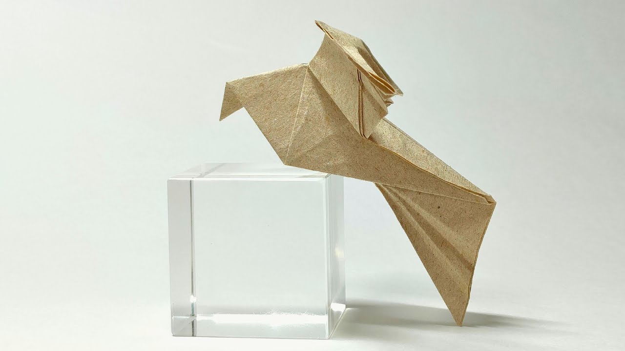 How to make an origami bird flying with spread wings. Easy, cute