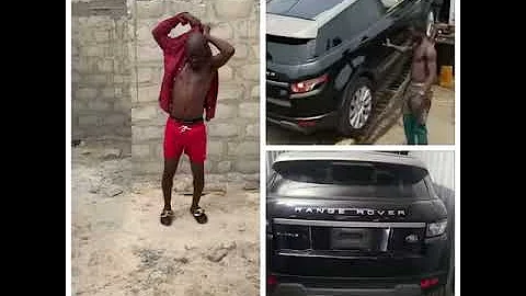 Comedian, Mr Jollof dances as his new Range Rover arrives.