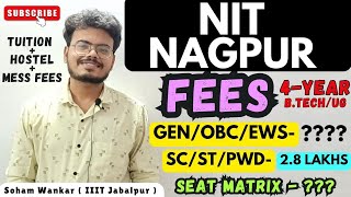 NIT Nagpur FEES Structure (4 Year - UG/B.Tech VNIT) | Tuition+ Hostel+ Mess Fees &amp; Seat Matrix 2025!