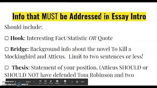 Creating a Hook, Bridge, & Thesis for our Intro Paragraph