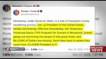 President Trump zegt dat hij het programma voor tijdelijke beschermde status voor Somaliërs in Mi...