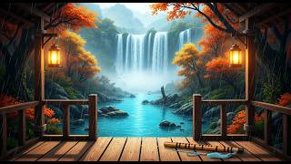Deep 432Hz rhythm for meditation, yoga, relaxation with ASMR | Autumn Rain on Wood Cabin Porch