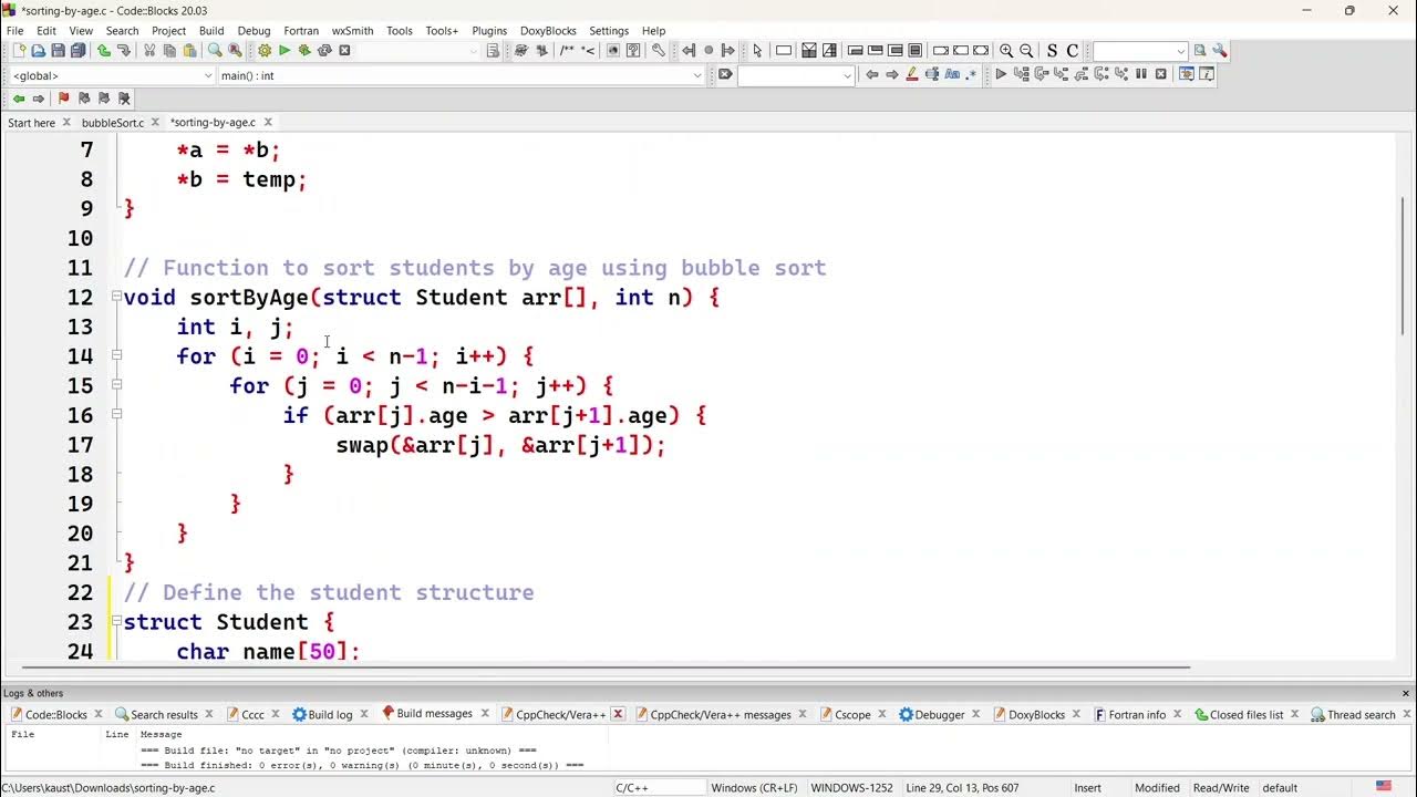 Sorting an array of structures using Bubble Sort - YouTube