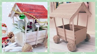 CARRETA CON ABATELENGUAS Y CARTÓN | DECORATIVE CART FOR CHRISTMAS | MANUALIDADES PARA NAVIDAD!