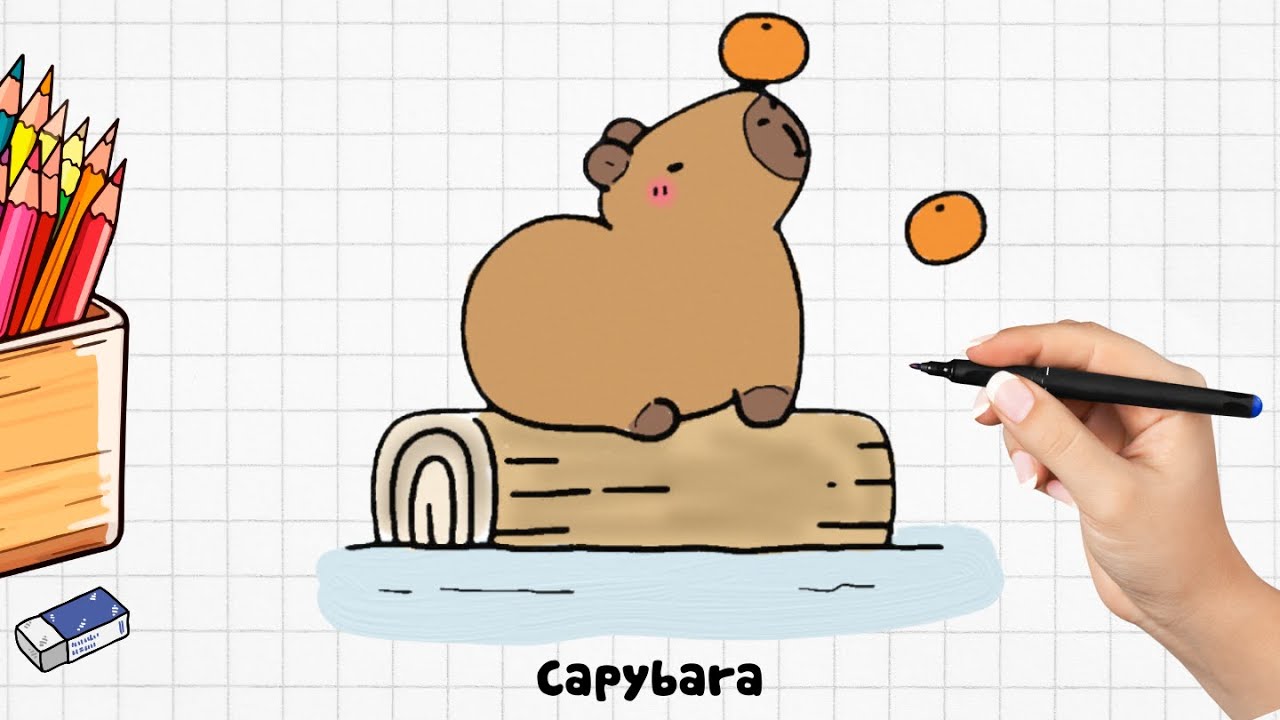 Draw a cute capybara - vẽ capybara đáng iu - vẽ capybara - YouTube