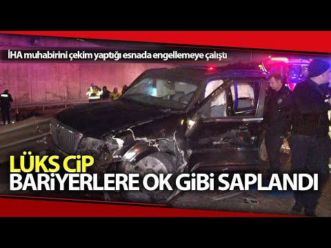 TEM Otoyolunda Trafik Kazası, Lüks Cip Bariyerlere Ok Gibi Saplandı