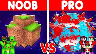 Mikey Planet vs JJ Planet Build Challenge in Minecraft
