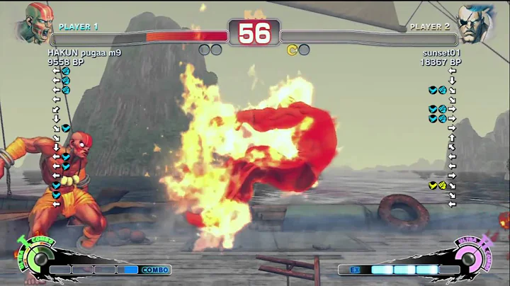 sunset01 [Sagat] vs HAKUN pugaa m9 [Dhalsim] SSF4 Japanese Online Ranked Matches - TRUE-HD