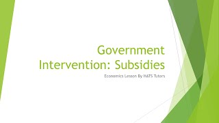 Government Intervention: Subsidies Economics Lesson 9 By HATS Tutors