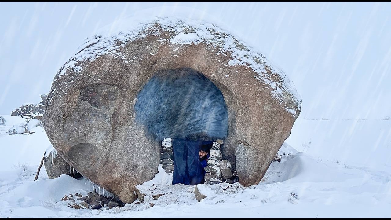 A strange shelter — a large hollow rock that saved me from cold winds and extreme, deadly cold