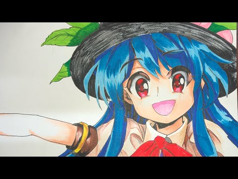 東方 project 比那名居天子 (憑依華ver.) 描いてみた 描写 リクエスト