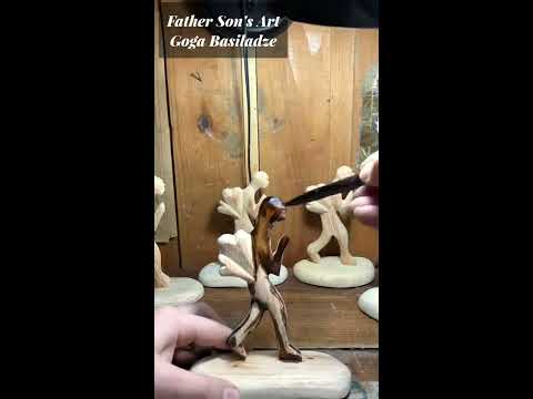 Wood Carving..Wooden souvenir coloring/ხის სუვენირის შეღებვა