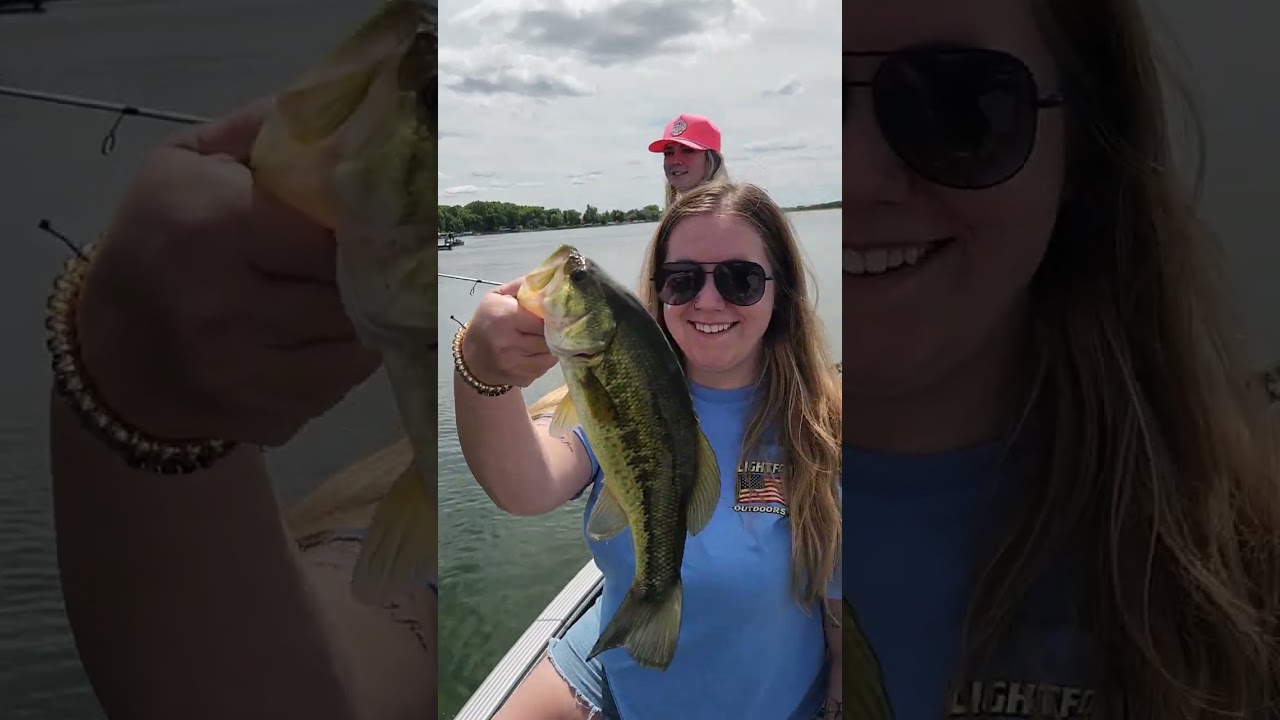 Father's day bass fishing in Minnesota Otter Tail area. Pike and walleye swimming lake and boat