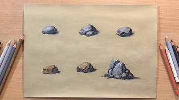 How to Draw Rocks and Stones - Landscape in Colored Pencil