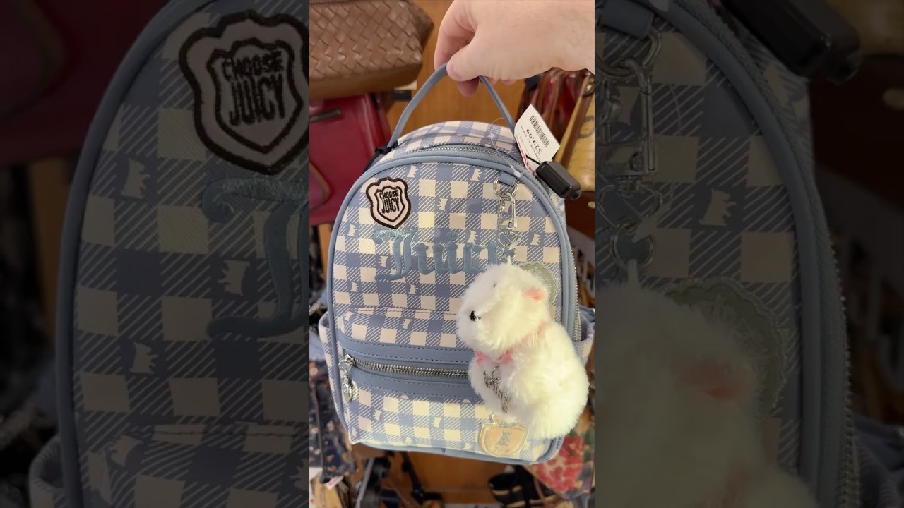 Juicy Couture Blue Check Mini Backpack with Cream Trim and Gold Accents Juicy Couture Mini Backpacks for Women for sale - eBay main image 2
