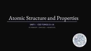 Atomic Structure and Properties | CHEM1001 | Jad Institute