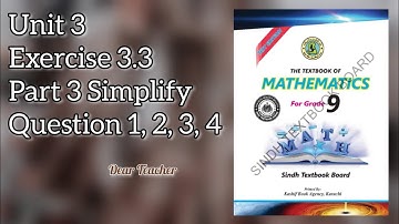 Ex 3.3 Unit 3 [Algebraic expression] Grade 9. Sindh text book board jamshroo #maths  #dearteacher