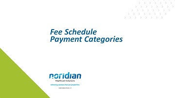 Fee Schedule Payment Categories